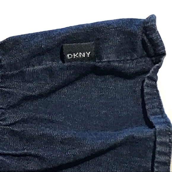 🌸DKNY 12M Girls Denim Dress Faux Leather Pockets - Picture 4 of 8